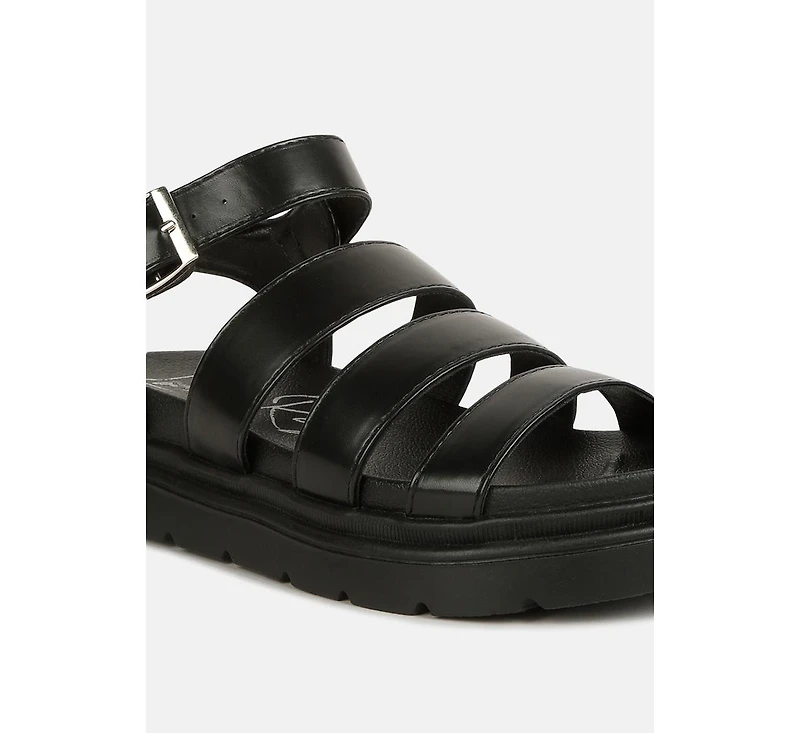 Womens Belcher Faux Leather Gladiator Sandals