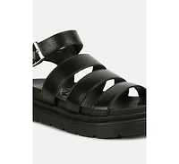 Womens Belcher Faux Leather Gladiator Sandals