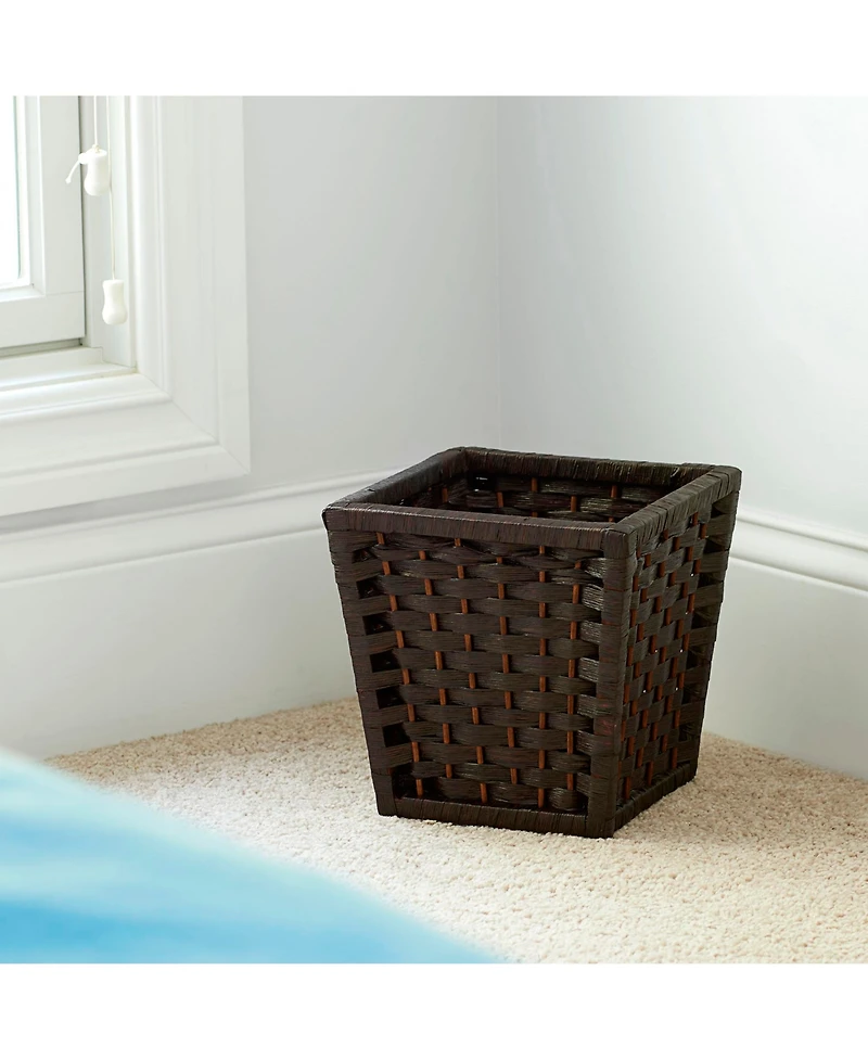 Household Essentials Woven Waste Basket, 3 Gallons, Handwoven Paper Rope with Removable Plastic Liner