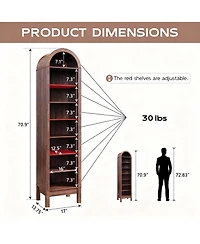 Yigii Space-Saving Tall Arched Book Shelves with Adjustable for Home