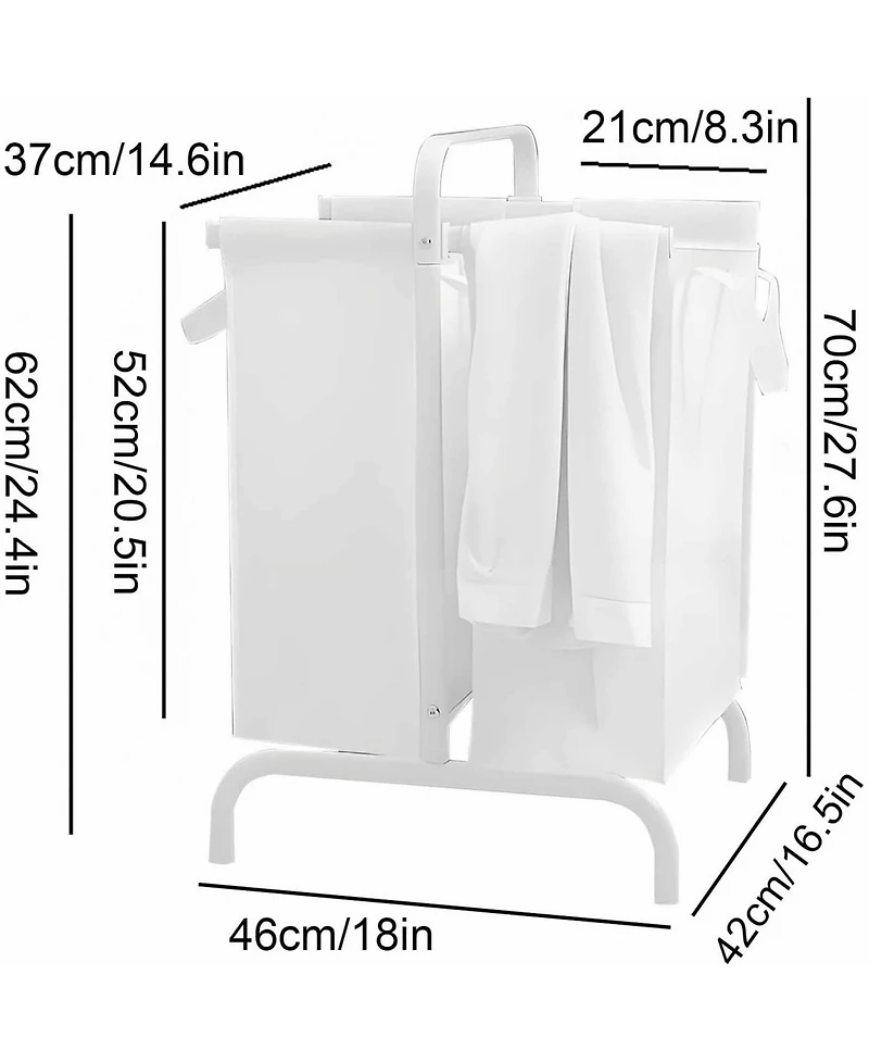 Rainsken 2-Tier Laundry Hamper, 110L Capacity Oxford Clothes Basket with Lid, 2 Removable Bags and Sorting Cards for Bedroom, Laundry Room