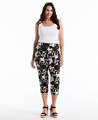 Rafaella Plus Floral Riveted Vent Printed Capri Pants