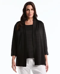 Rafaella Plus Ottoman Open Front Knit Cardigan Sweater