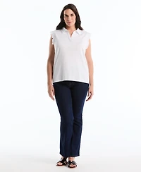 Rafaella Plus Ruffle Sleeveless Collared Polo T-Shirt