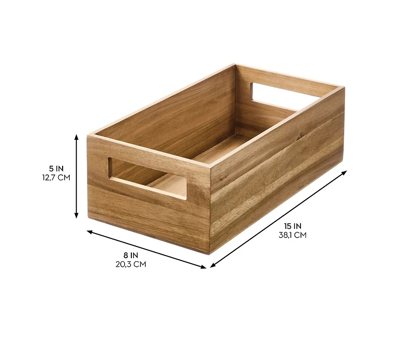 iDesign Acacia Wood Pantry Bin with Handles - Natural