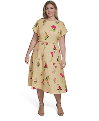 Jessica Howard Plus Jewel Neck Midi Dress