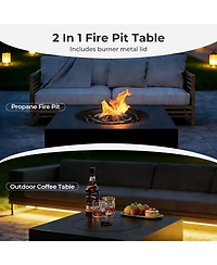Cowsar 28" Square Propane Fire Pit Table, 40,000 Btu with Cover
