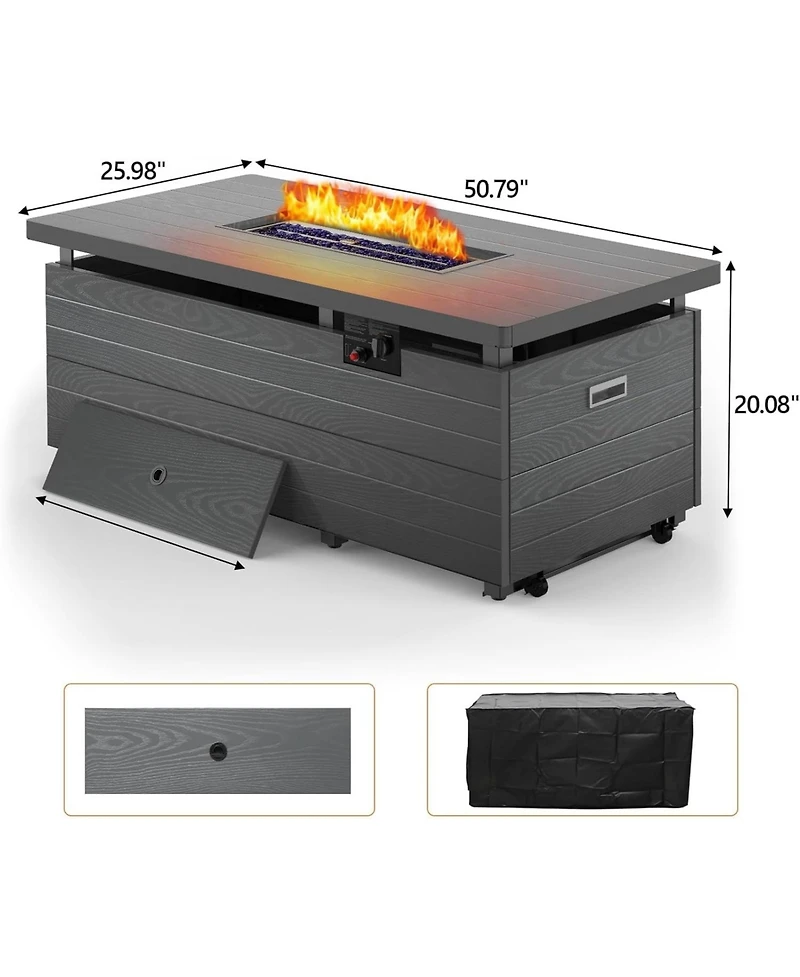 Cowsar 50" Propane Fire Pit Table, 50,000 Btu with Adjustable Flame