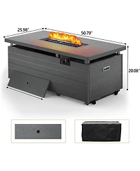 Cowsar 50" Propane Fire Pit Table, 50,000 Btu with Adjustable Flame