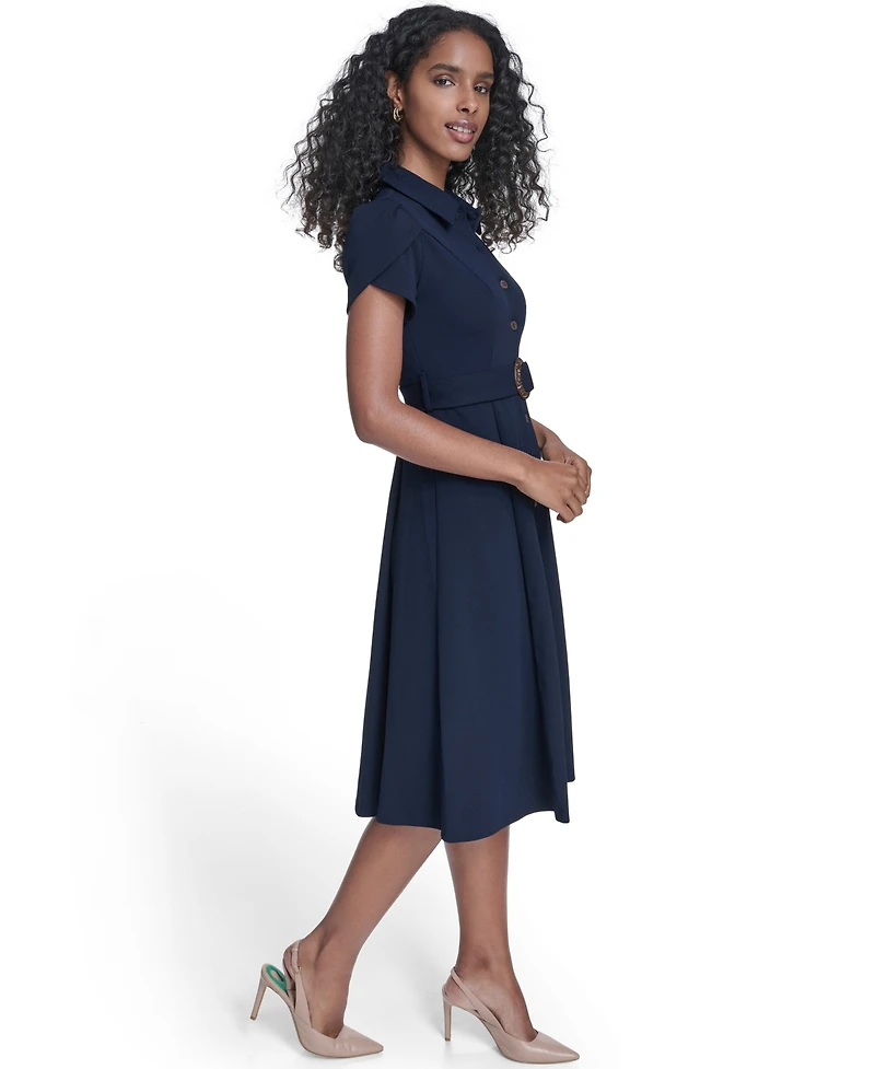 Calvin Klein Women's Tulip-Sleeve Midi Shirtdress