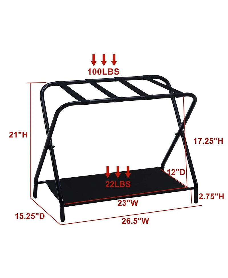 Kings Brand Furniture Folding Luggage Rack with Nylon Straps
