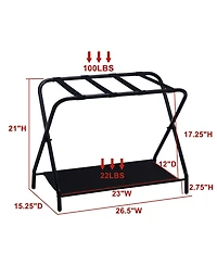 Kings Brand Furniture Folding Luggage Rack with Nylon Straps