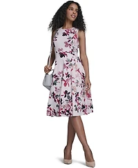 Calvin Klein Women's Printed Crewneck Midi Dress