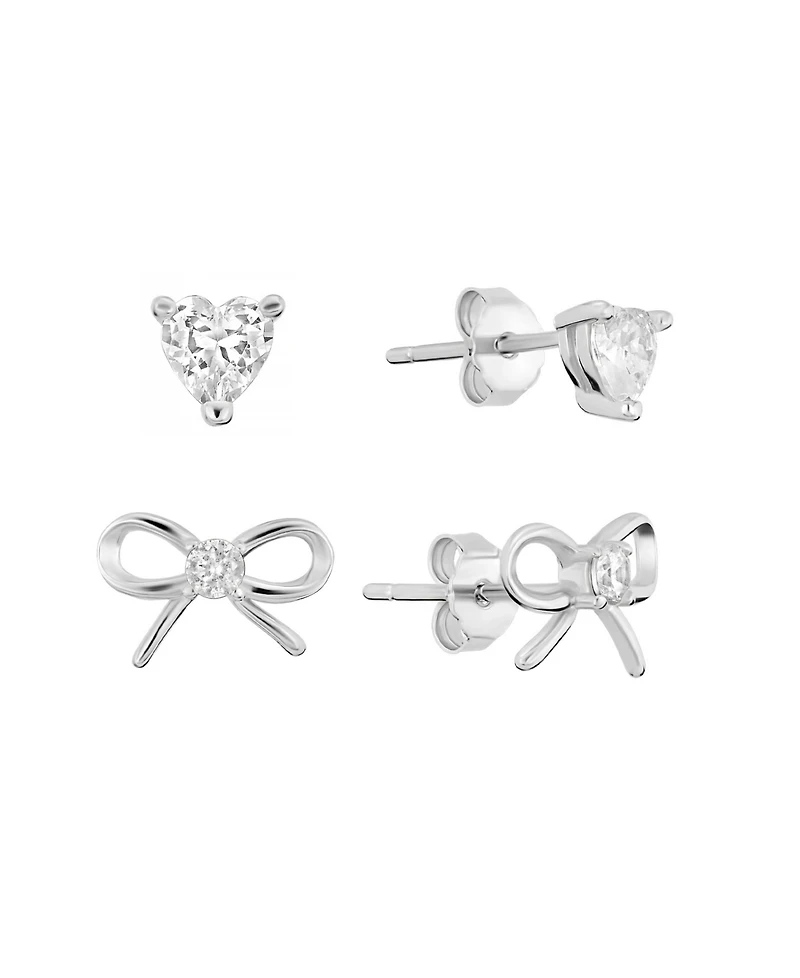 Macy's 2-Pc. Cubic Zirconia Bow 14k Gold Over Sterling Silver Stud Earring Set