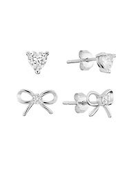 Macy's 2-Pc. Cubic Zirconia Bow 14k Gold Over Sterling Silver Stud Earring Set