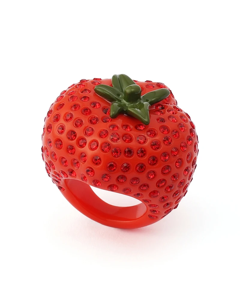 Betsey Johnson Faux Stone Hothouse Bloom Tomato Cocktail Ring