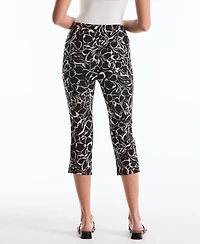 Rafaella Petite Hibiscus Print Capri Pants with Riveted Vent