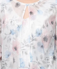 Alex Evenings Women's Sequin Detail Boat Neck Twinset Top