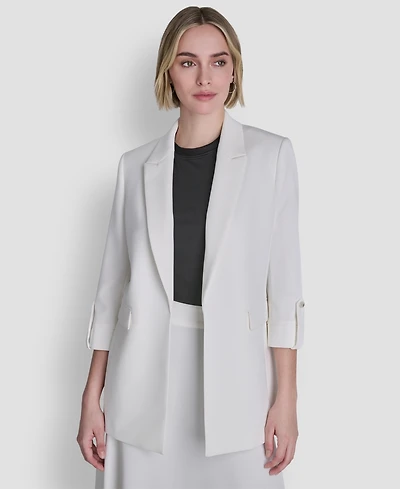 Dkny Women's Textured Notch Collar Open-Front Jacket