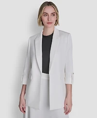 Dkny Women's Textured Notch Collar Open-Front Jacket