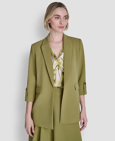 Dkny Women's Textured Notch Collar Open-Front Jacket