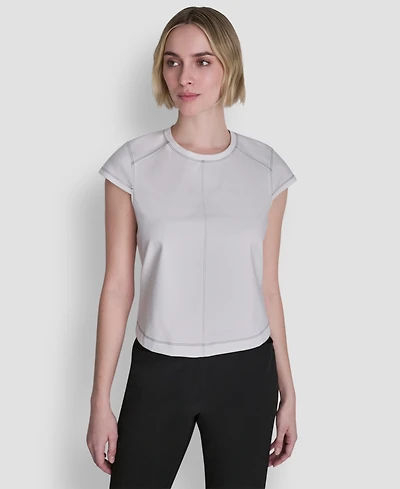 Dkny Women's City Ponte Knit Cap-Sleeve Crew Neck Top