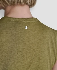 Dkny Women's Printed Tissue Knit Sleeveless Crew Neck Top