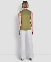 Dkny Women's Mixed Media V-Neck Sleeveless Sweater