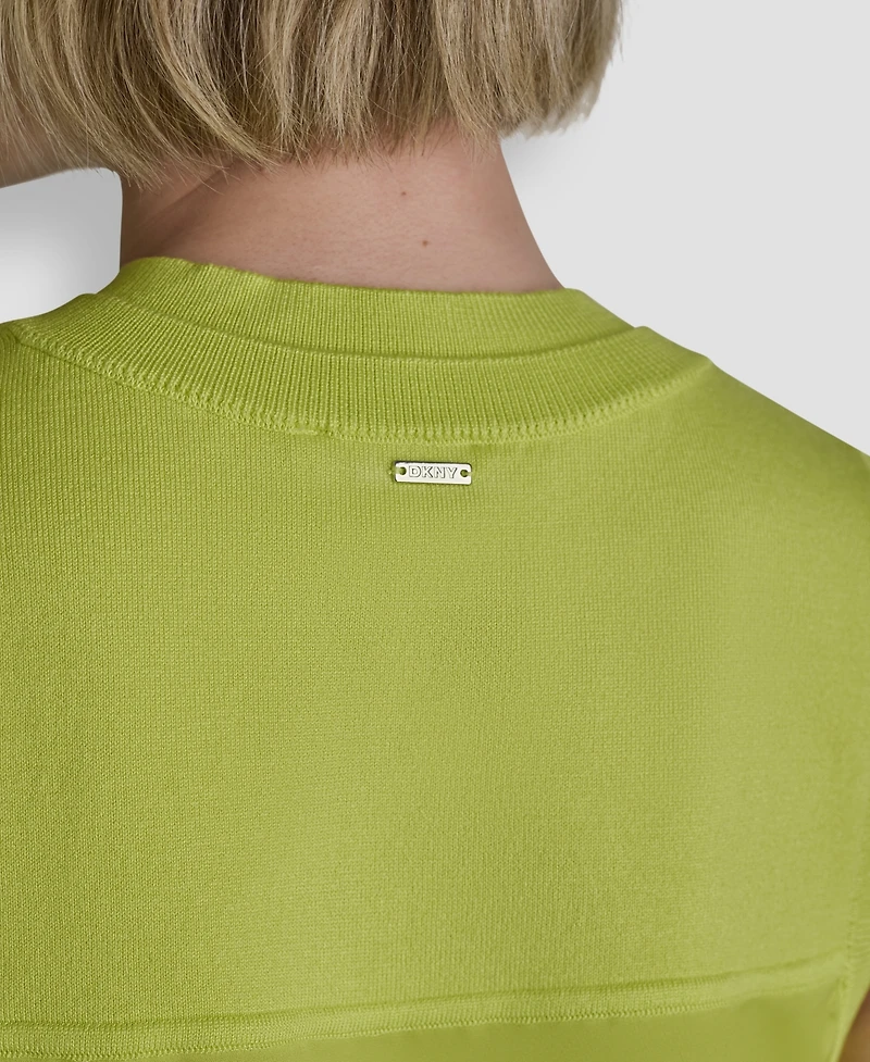 Dkny Women's Mixed Media V-Neck Sleeveless Sweater