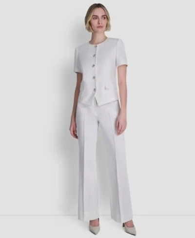 Dkny Womens Crew Neck Short Sleeve Top Straight Leg Pintuck Pants