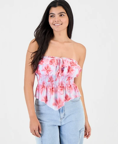 Madden Girl Juniors' Printed Ruffled Tube Top
