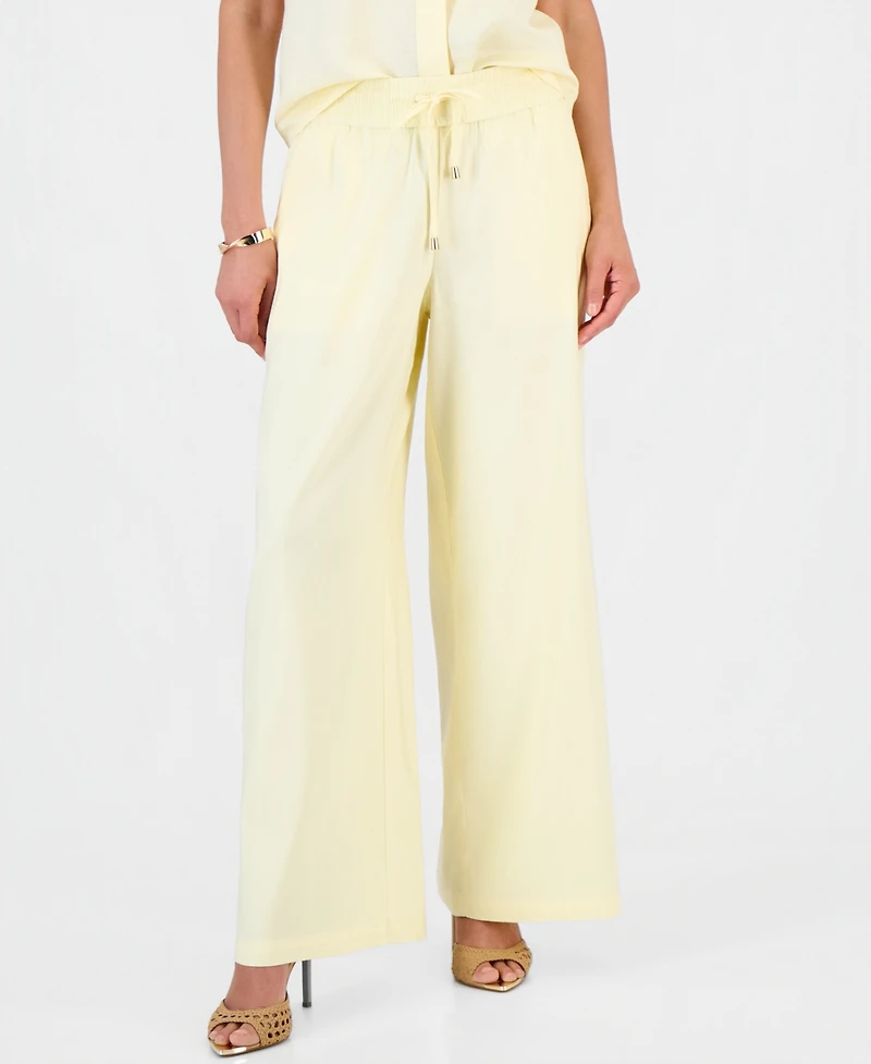 I.n.c. International Concepts Petite Linen-Blend High-Rise Wide-Leg Pants, Exclusively at Macy's