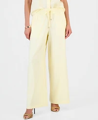 I.n.c. International Concepts Petite Linen-Blend High-Rise Wide-Leg Pants, Exclusively at Macy's