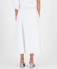 I.n.c. International Concepts Petite Solid Pleated Drawstring Midi Skirt, Macy's Exclusive