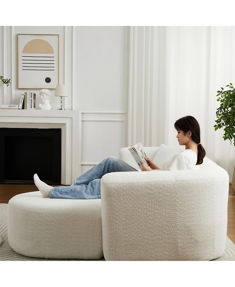 Clihome 109.4" L-Shaped Modular Sectional Sofa Right Chaise Chenille Fabric Cloud with 2 Pillows