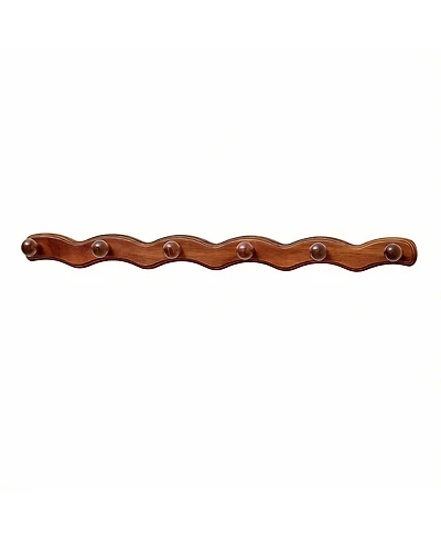 Yigii Wave-Shape Walnut Wood Coat Rack with 6 Hooks for Hats, Coats, Bags