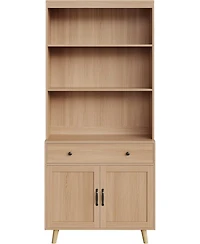 gaomon Tall Freestanding Wooden Bookcase with Storage Cabinet, Doors & Drawers – 72.4" Display Bookshelf for Living Room, Bedroom, Home Of