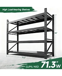 Yigii Heavy Duty 71.3" W x 70" H Garage Shelving, 4-Tier, Adjustable, 5000 lbs Capacity