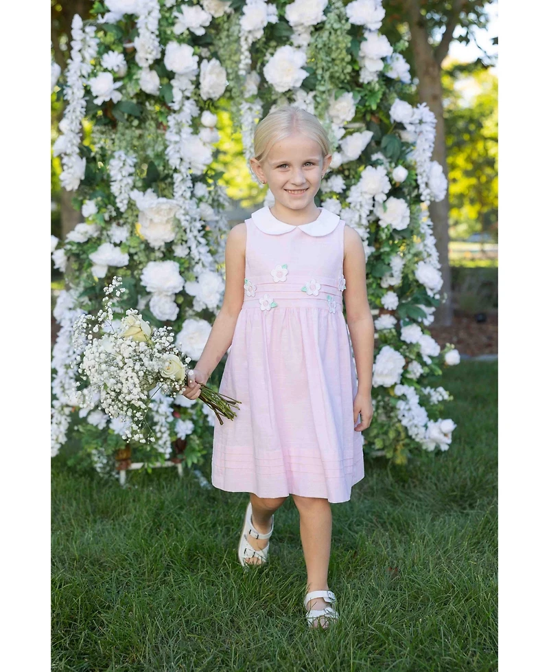 Florence Eiseman Big Girls Linen Look Dress With Flowers
