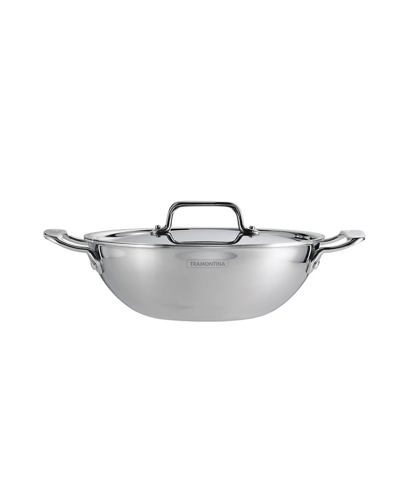 Tramontina Utsava Tri-Ply Clad Stainless Steel 2.7-Quart Covered Kadai
