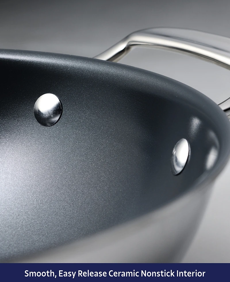 Tramontina Utsava Tri-Ply Clad Stainless Steel 3.75-Quart Covered Wok