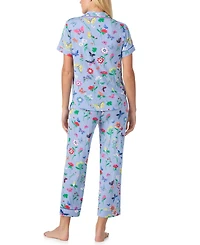 Kate Spade New York Sleepwear Short Sleeve Modal Jersey Notch Collar Cropped Pj Set