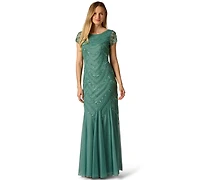 Adrianna Papell Embellished Godet-Inset Gown