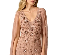 Adrianna Papell Women's V-Neck Beaded Gown