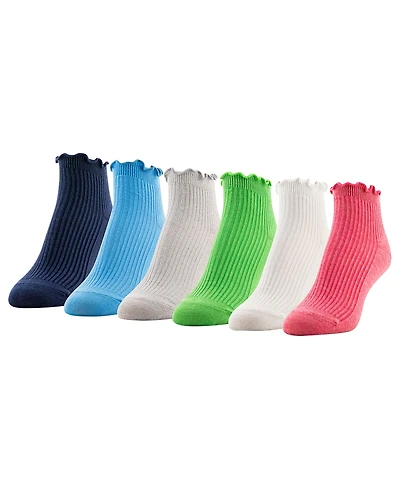 Gold Toe Women's Rib Lettuce Edge Quarter Socks, 6-Pack
