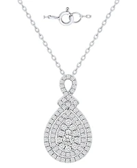 Macy's Diamond (1 ct. t.w.) Pendant Necklace Set in Sterling Silver White Rhodium