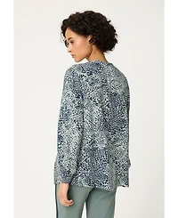 Olsen Women's Animal Print Tunic Blouse Tops