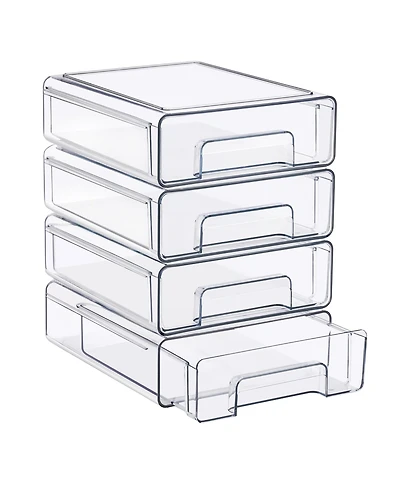 Sorbus -Pack Clear Stackable Storage Drawers Case with Handles - for Bathroom, Closet, Pantry, Cabinet