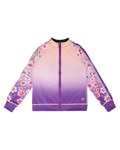 Deux par Deux Toddler Full Zip Reversible Athletic Cardigan in Polyester Pink To Mauve Gradient