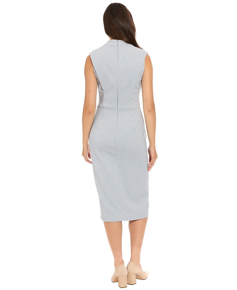 London Times Women's V-Neck Pleated Dress